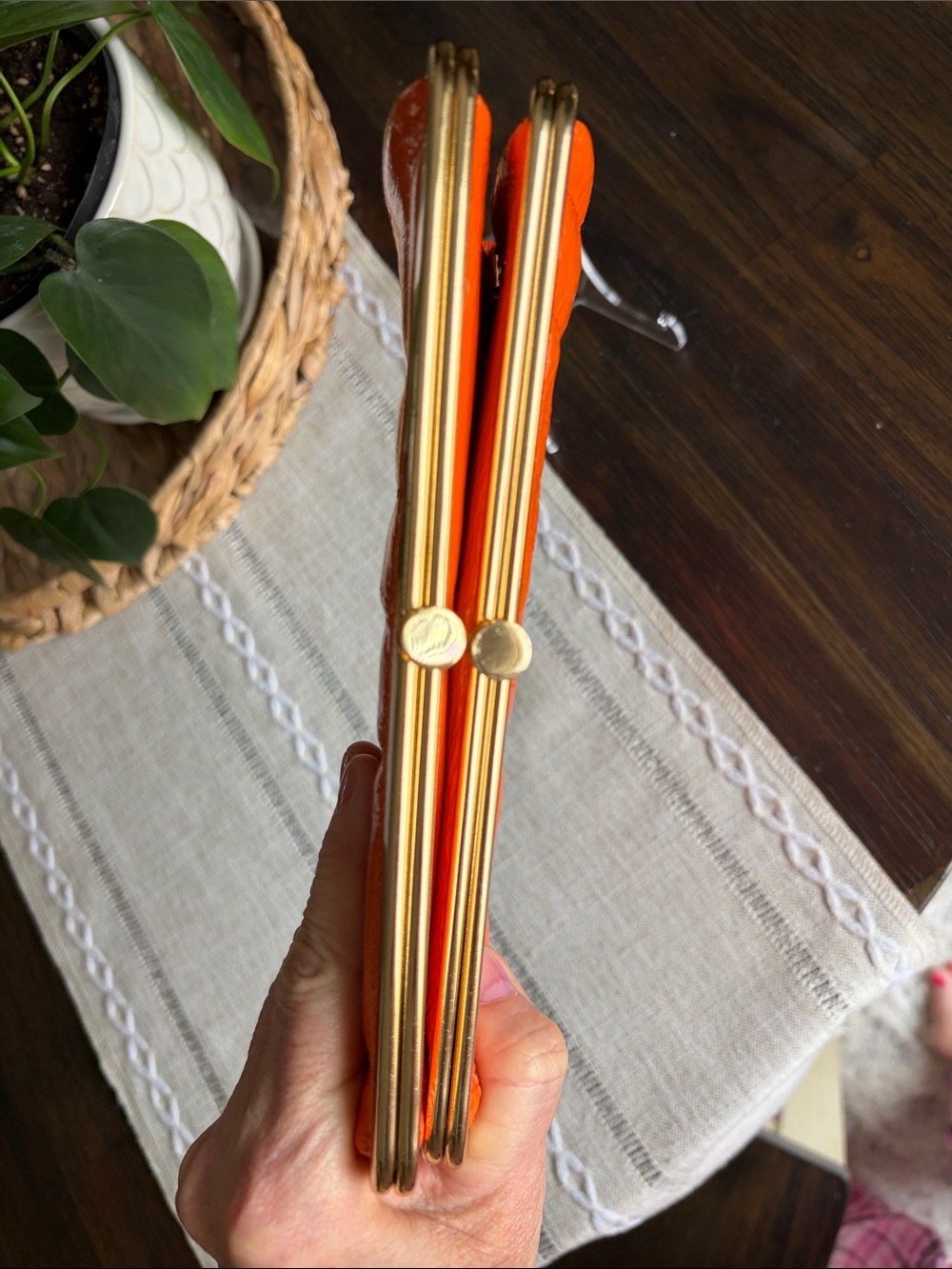 HOBO Lauren Clutch Orange Patent Frame Clutch - Picture 8 of 12
